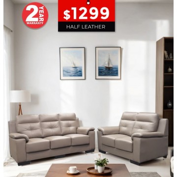 3+2 Seater Sofa Set SFL1336 (Half Leather) 2 Years Warranty